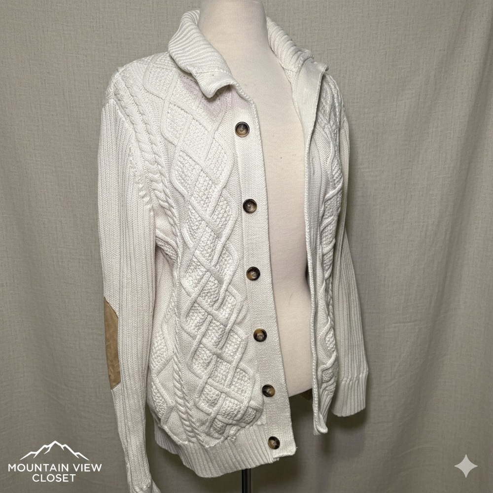Swedish Cotton Cable‎ Knit Cardigan | heritage alpine sweater-Medium/ grandpa - Picture 2 of 16